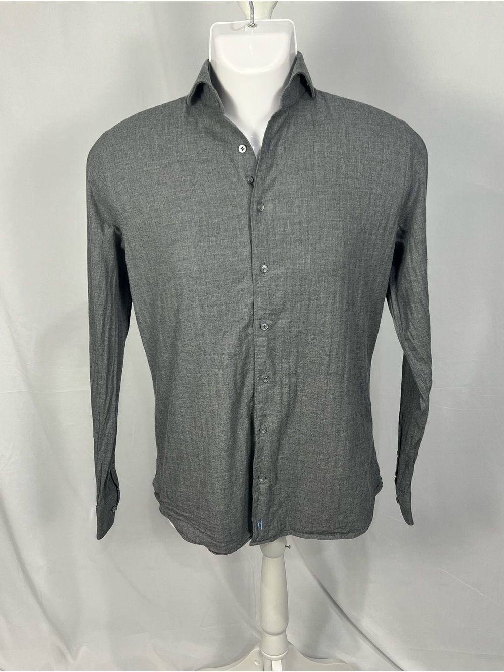 johnnie-O Men's Long-Sleeve Button-Down Shirt in Gray 100% Cotton